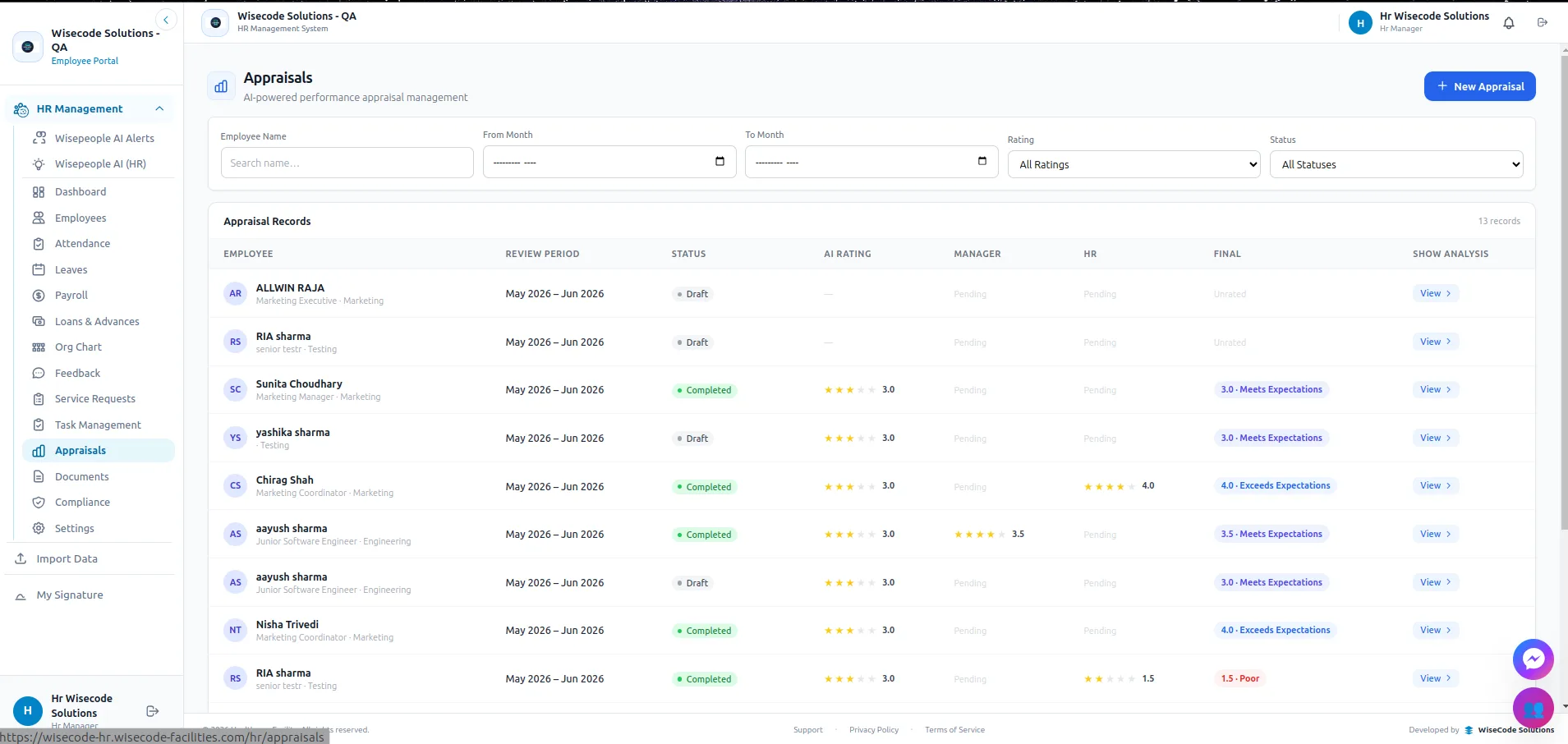WisePeople AI appraisals